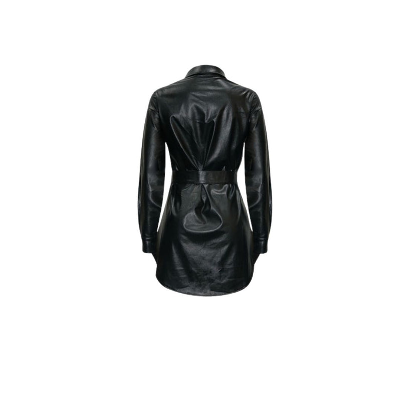 Elegantes Leichtes Kunstleder-Hemdkleid mit Gürtel für dich