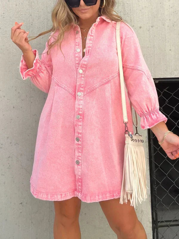 Bequemes Leichtes Denim Hemd Kleid für dich für Frauen