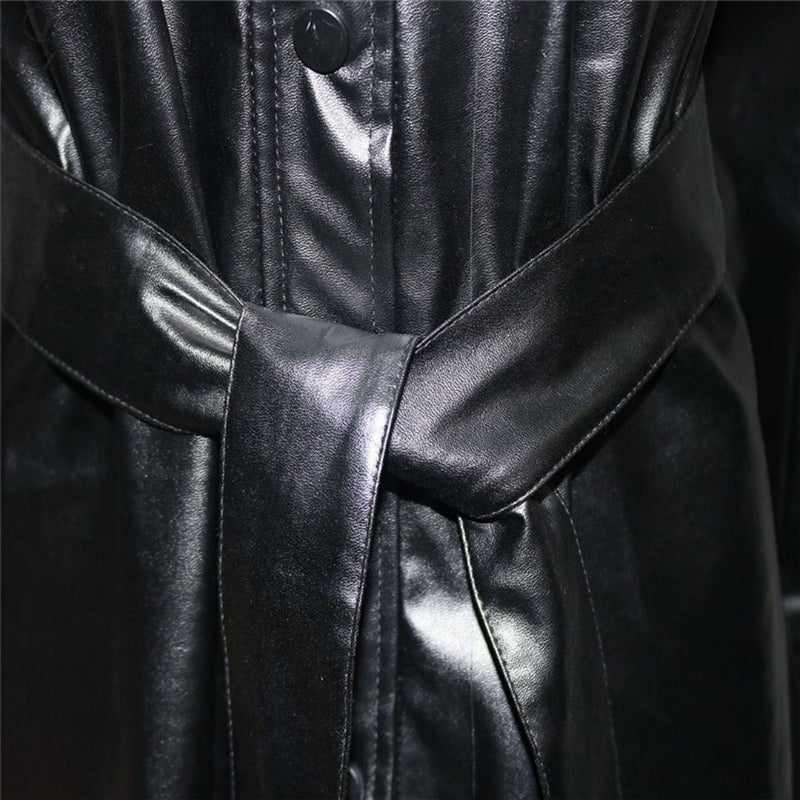 Elegantes Leichtes Kunstleder-Hemdkleid mit Gürtel für dich
