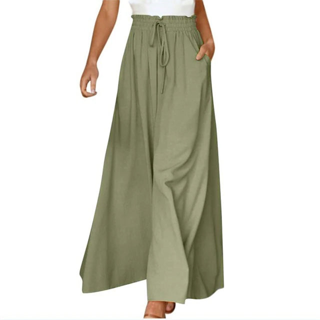 Melina  - Leichte Damen-Leinenhose mit weitem Bein für Frühling und Sommer