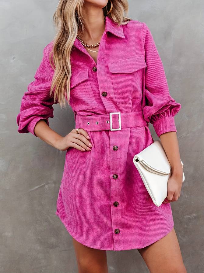 Elegantes Emma -Corduroy Mini Kleid für jeden Anlass