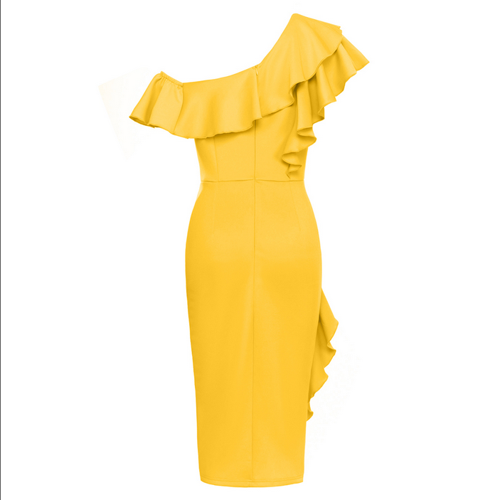 Elegantes Annelie Midikleid mit Rüschenkragen für Frauen