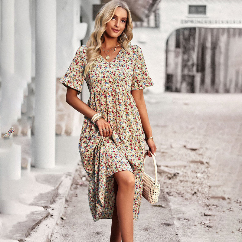 Elegantes Amalia - Feminines geblümtes Midikleid für Damen