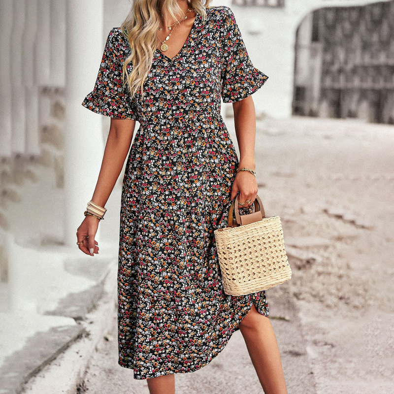Schönes und Elegantes Blümchen Minikleid für Damen
