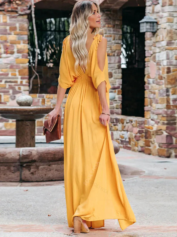 Wundervolles Gabriele Boho Maxikleid mit V-Ausschnitt