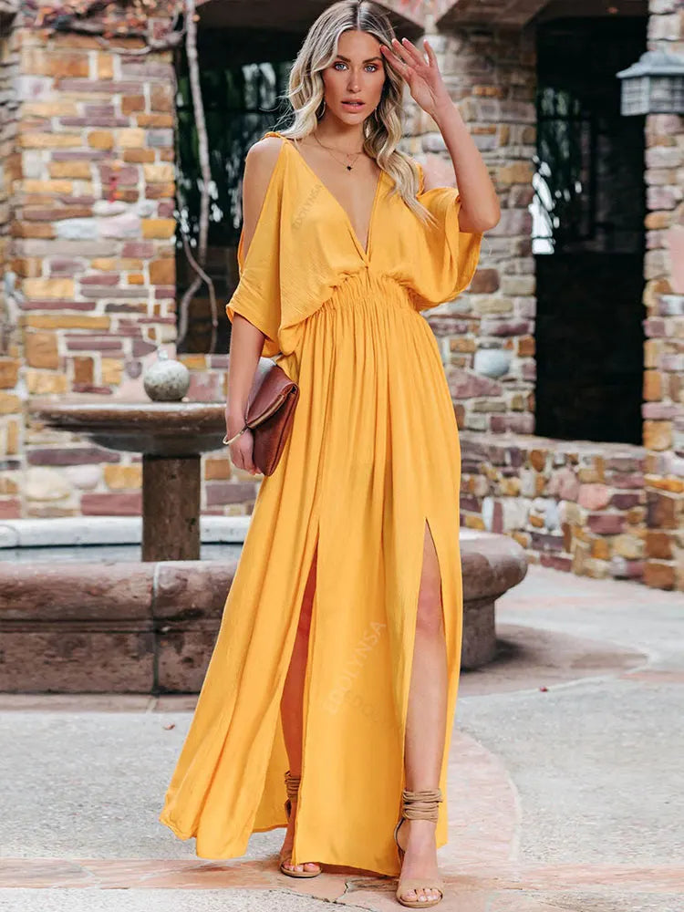 Wundervolles Gabriele Boho Maxikleid mit V-Ausschnitt
