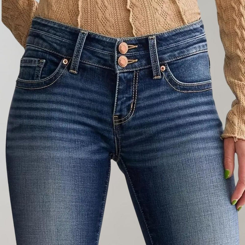 Cornelia - Ausgestellte Hose mit doppelten Knöpfen