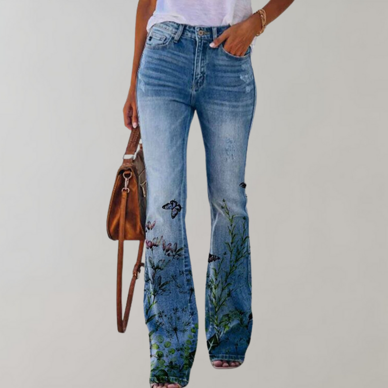 Bequeme Weite Moderne Hohe Taille Leicht Bedruckte Hose