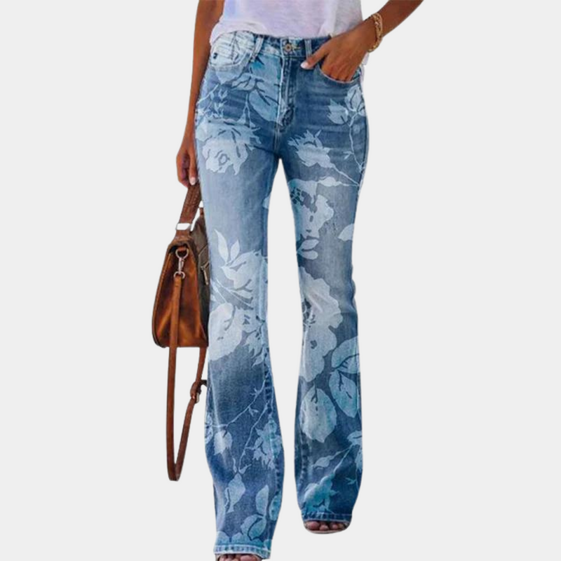 Rosmunda – Damen-Jeans mit ausgestelltem Bein und Knopfdetails