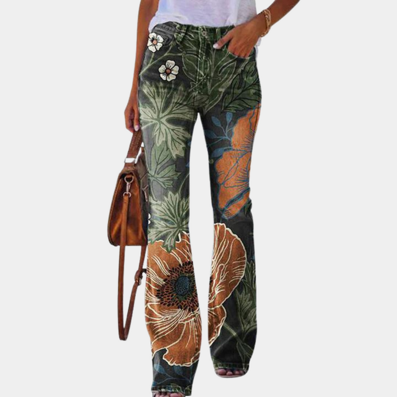 Rosmunda – Damen-Jeans mit ausgestelltem Bein und Knopfdetails