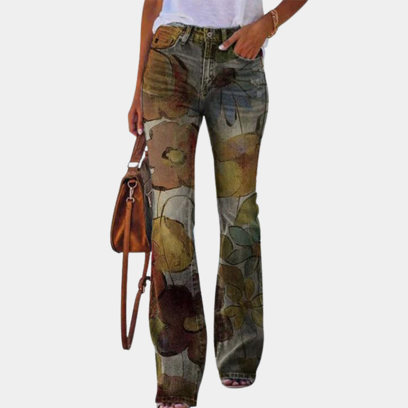 Rosmunda – Damen-Jeans mit ausgestelltem Bein und Knopfdetails