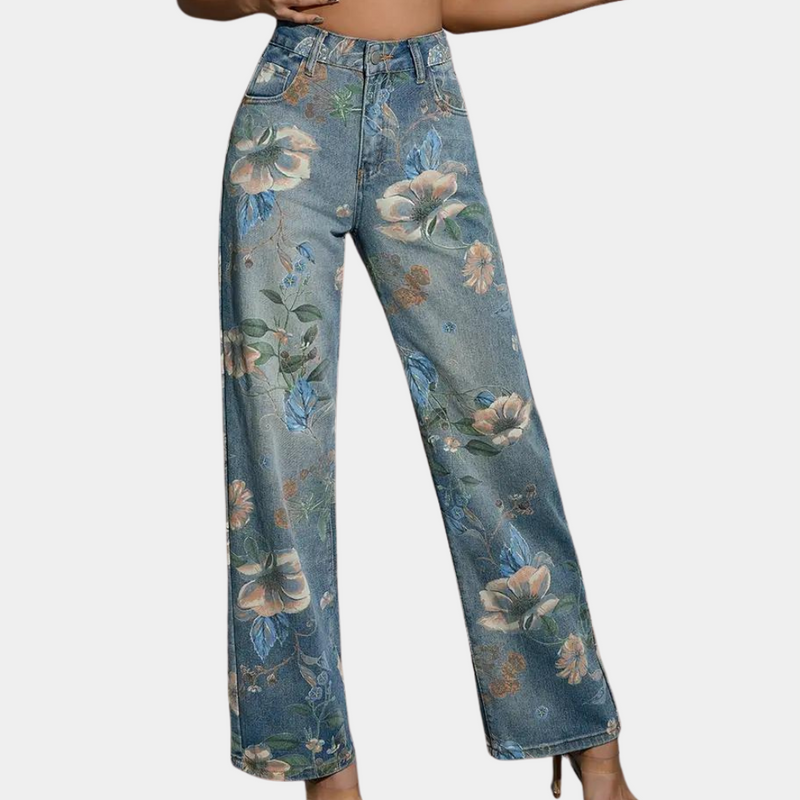 Emilia - Geblümte Damenjeans im trendigen Look