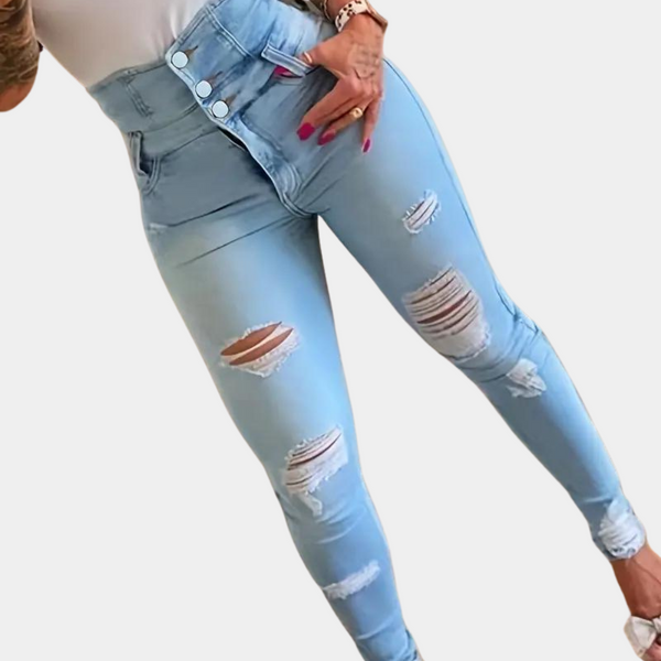 Elizabete - Zerrissene High-Waist-Jeans für Damen