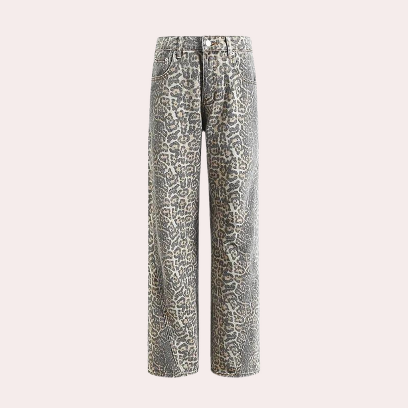 Malena – Damen-Jeans mit Leopardenmuster