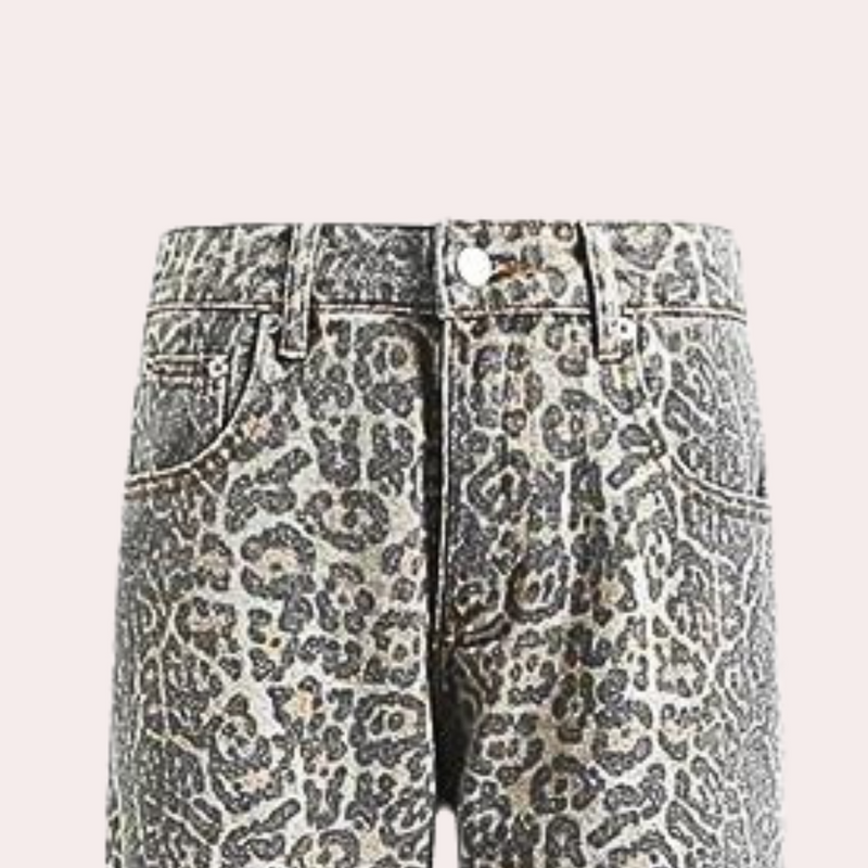 Malena – Damen-Jeans mit Leopardenmuster