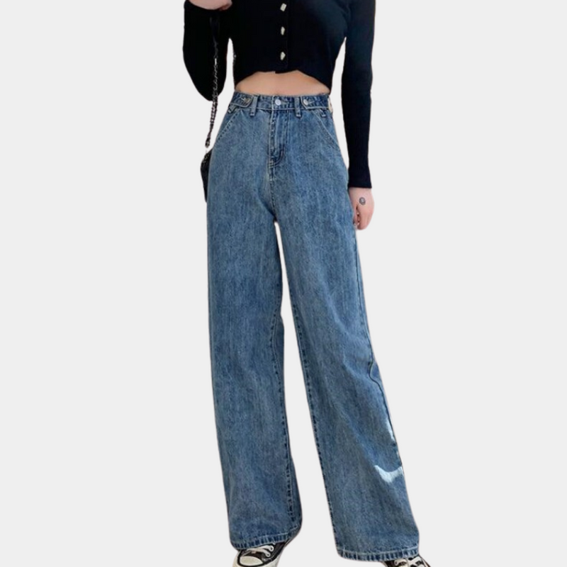Elena – Hoch taillierte Damenhose mit weitem Bein