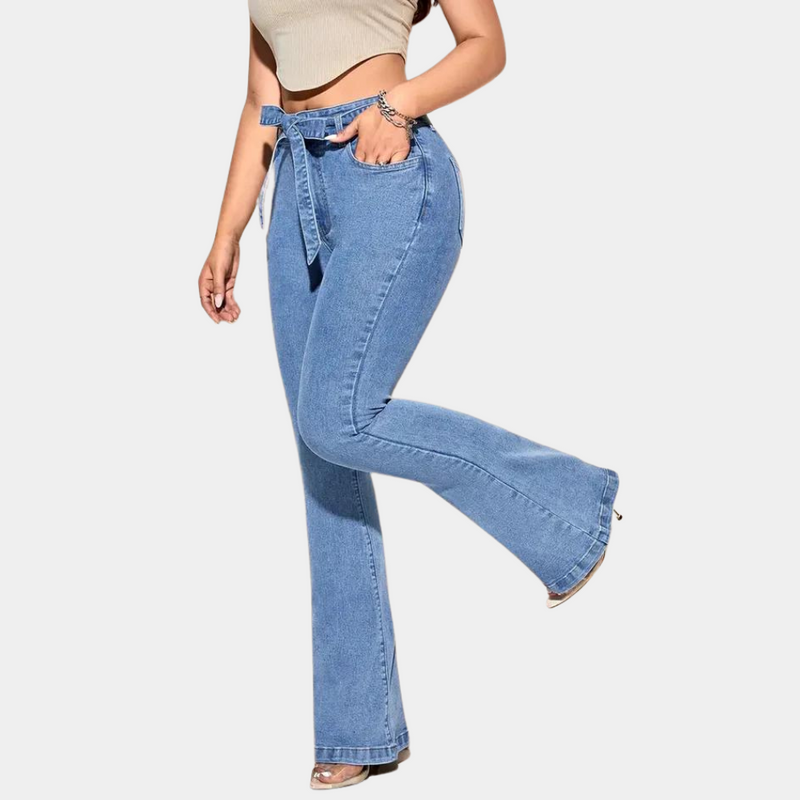 Gerda - Damenjeans mit hoher Taille, Stretch und weiten Beinen