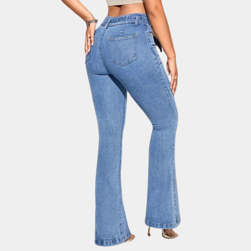 Gerda - Damenjeans mit hoher Taille, Stretch und weiten Beinen