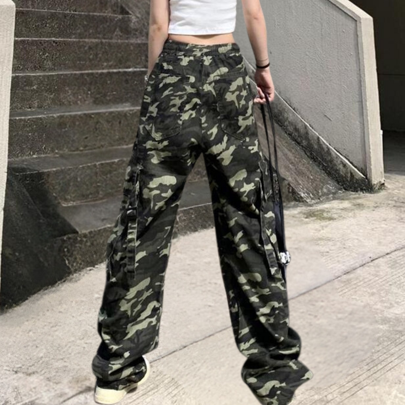 Elera - Moderne Camouflage Damenhose mit hoher Taille