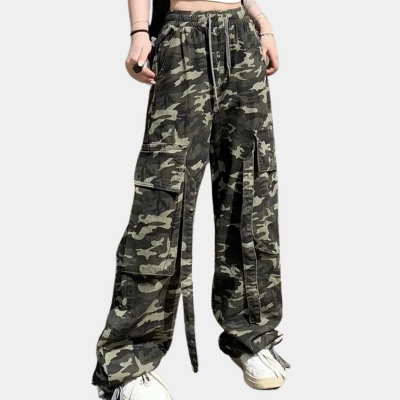 Elera - Moderne Camouflage Damenhose mit hoher Taille