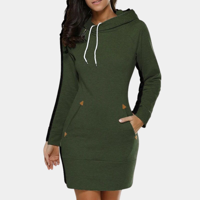 Elegantes Damenkleid mit Kapuze und weichem Sweatlook
