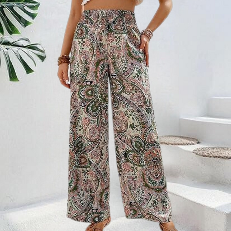 Reina – Boho Damenhose mit Weitem Schnitt und Schrägen Taschen