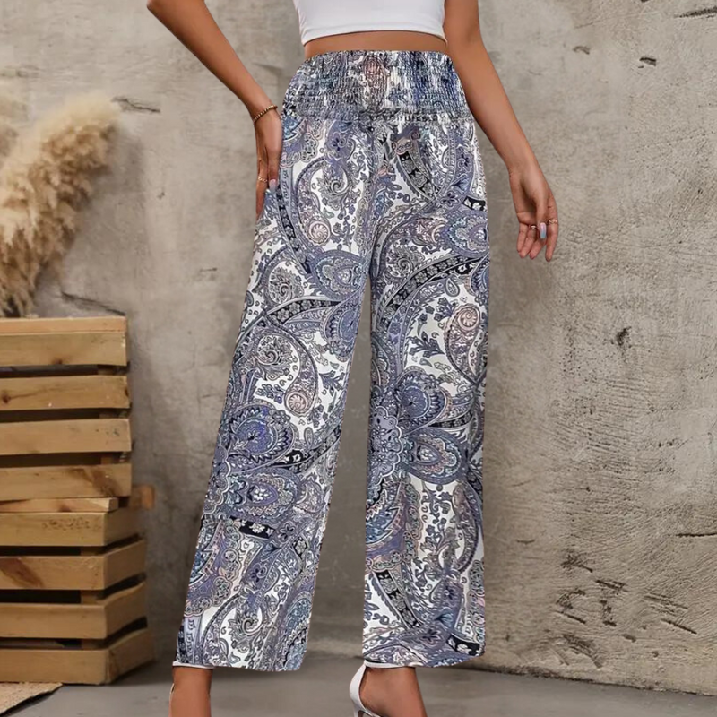 Reina – Boho Damenhose mit Weitem Schnitt und Schrägen Taschen