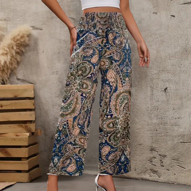 Reina – Boho Damenhose mit Weitem Schnitt und Schrägen Taschen