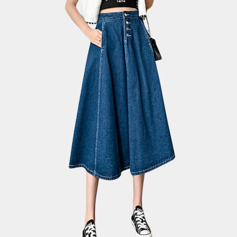 Polyxena – Zeitloser langer Denim-Rock für Damen