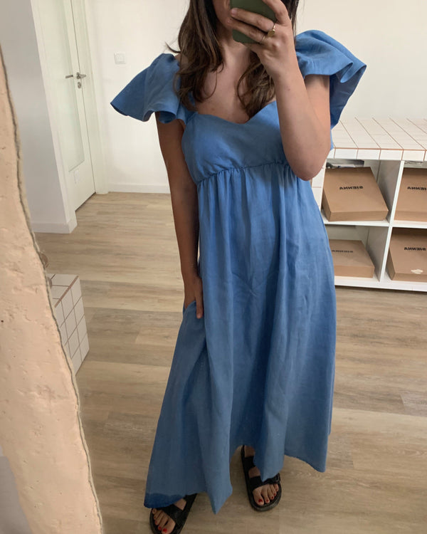 Elegantes Blaues Kleid aus Weichem Leinen für Dich