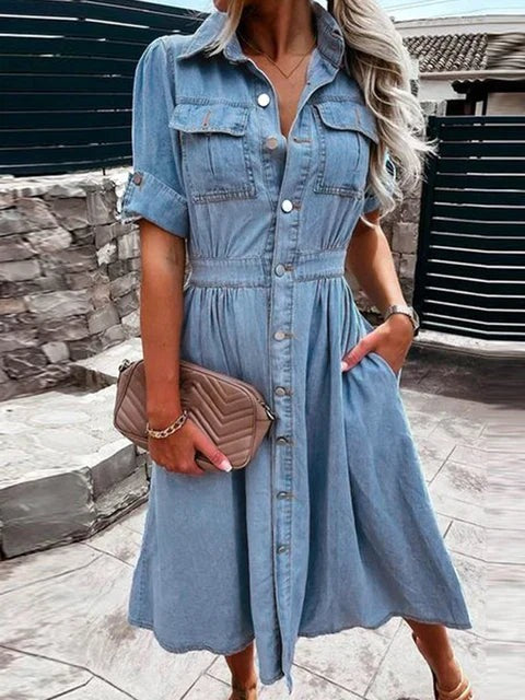 Bequemes Denim Kleid für dich im Sommer Stil