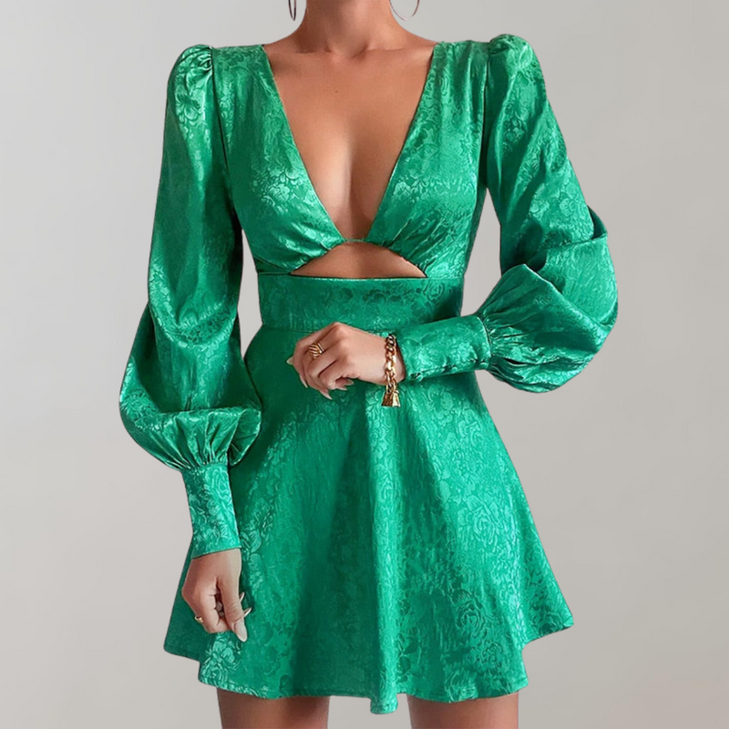Elegantes Emma-Kleid mit tiefem V-Ausschnitt für Damen