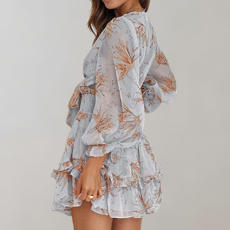 Elegantes Blümchenkleid mit Puffärmeln für Damen