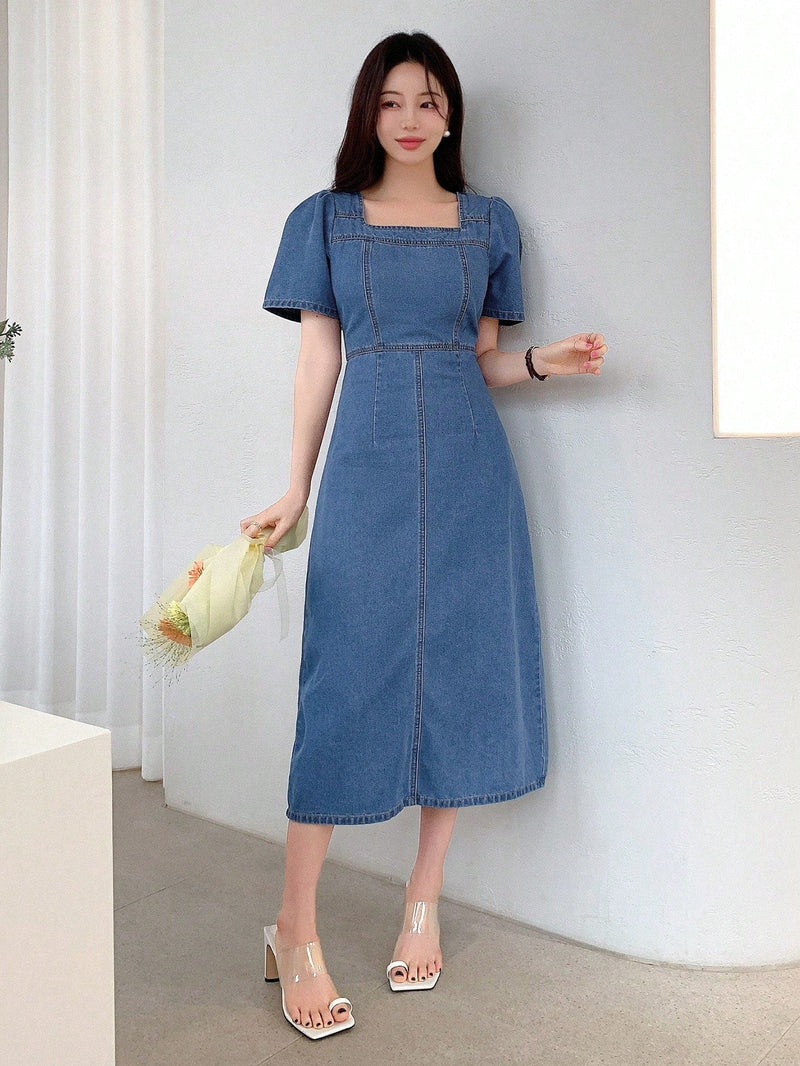 Bequemes Damen-Denimkleid mit Taillenbetonung für dich