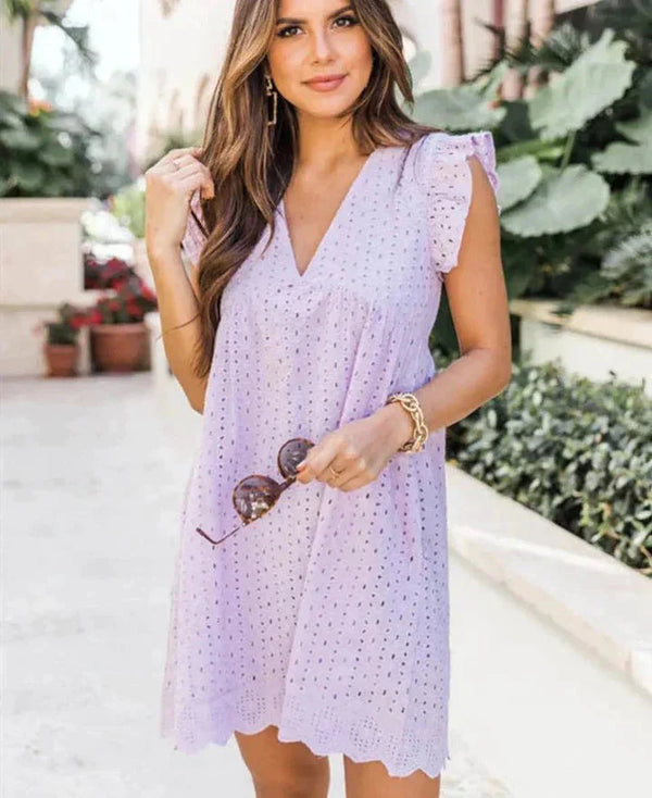 Elegantes Kleid mit V-Ausschnitt und Ärmeln für dich
