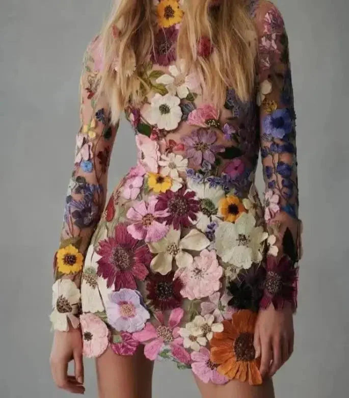 Elegantes Kleid Mit Langen Transparenten Ärmeln
