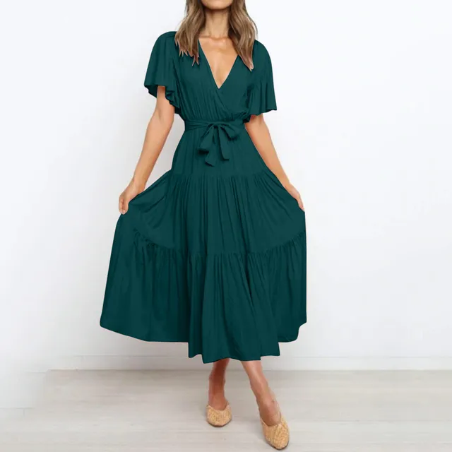 Elegantes Maxikleid Frieda mit tiefem V-Ausschnitt für Frauen