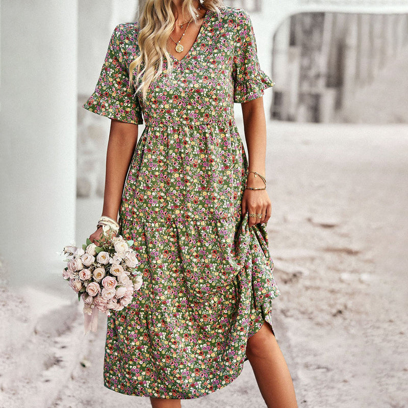 Elegantes Amalia - Feminines geblümtes Midikleid für Damen