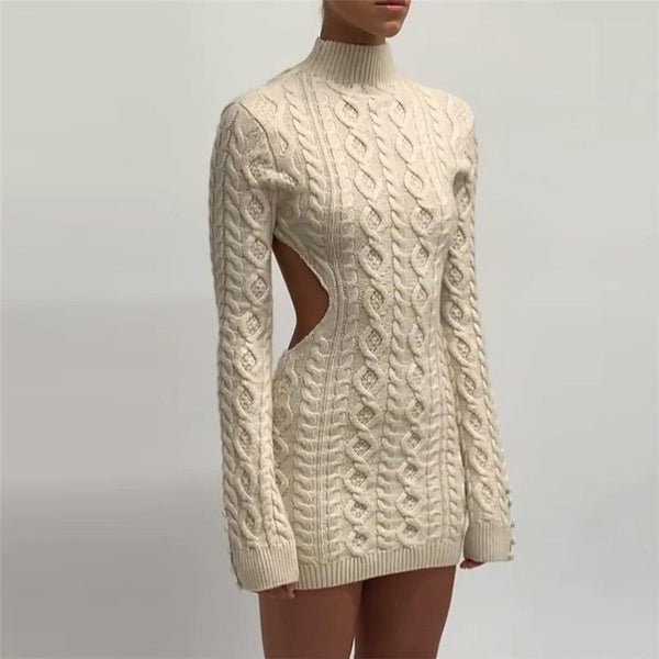 Elegantes Gestricktes Mini-Kleid Mit Rückenausschnitt