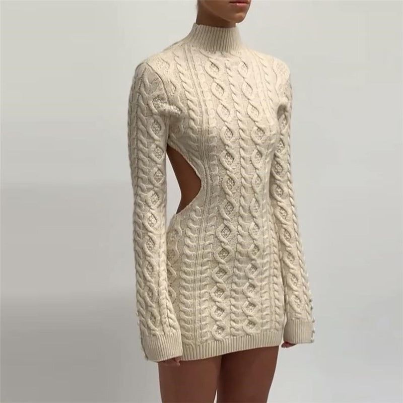 Elegantes Gestricktes Mini-Kleid Mit Rückenausschnitt