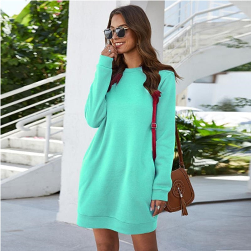 Bequemes Und Elegantes Lässiges Strick Minikleid Für Damen