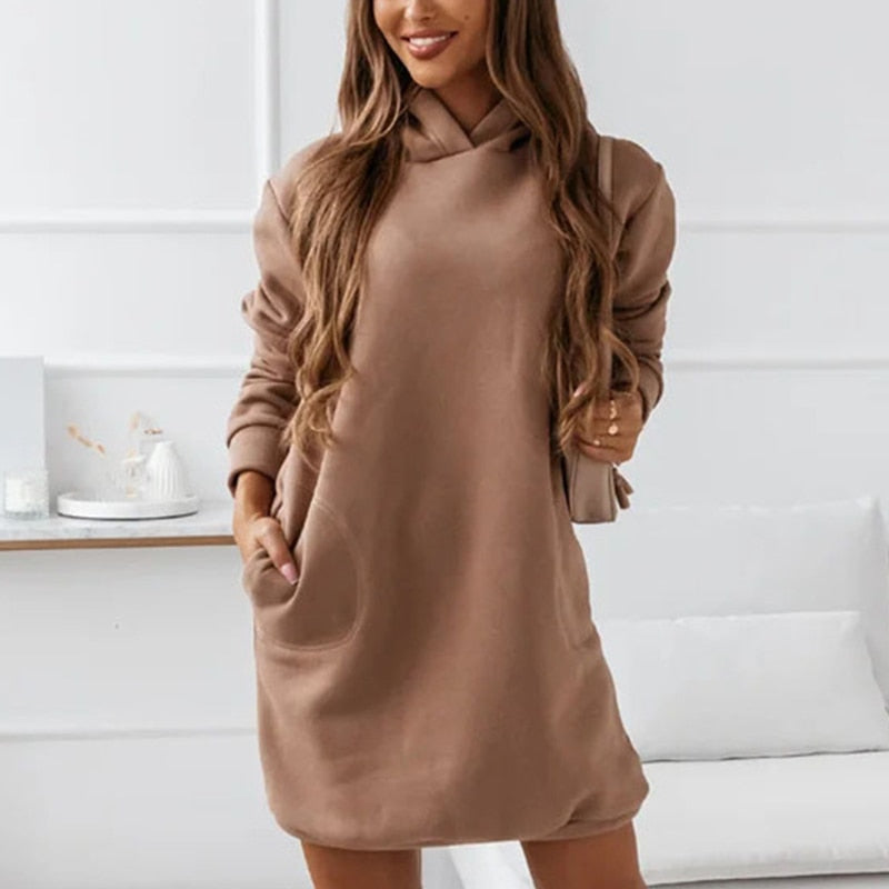 Weiches Sweatshirt Kleid - Bequemes Damen Freizeitkleid