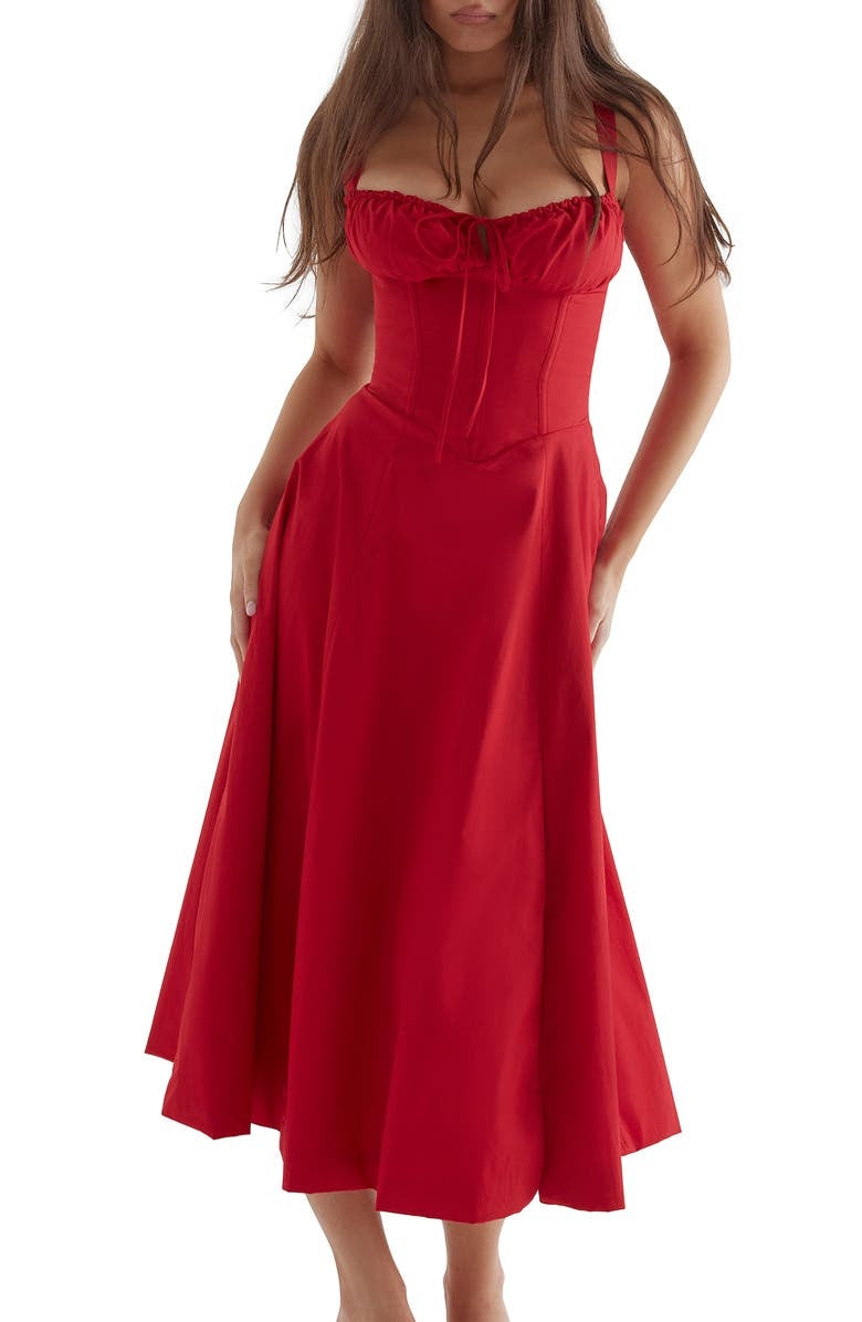 Bequemes und Blümchen Bustierkleid mit Taillenformung