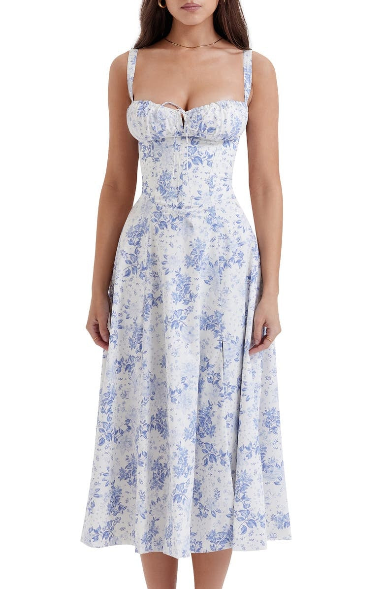 Bequemes und Blümchen Bustierkleid mit Taillenformung