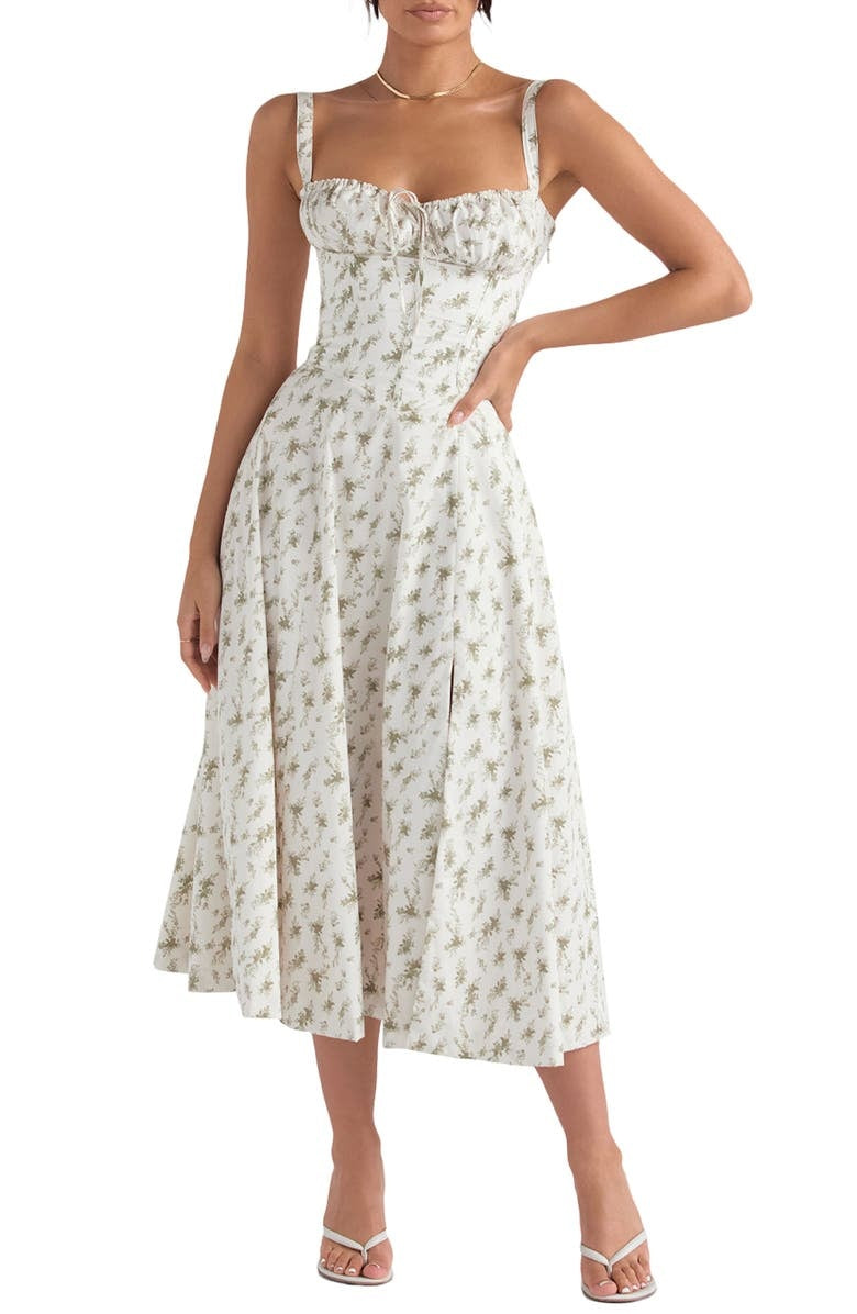 Bequemes und Blümchen Bustierkleid mit Taillenformung