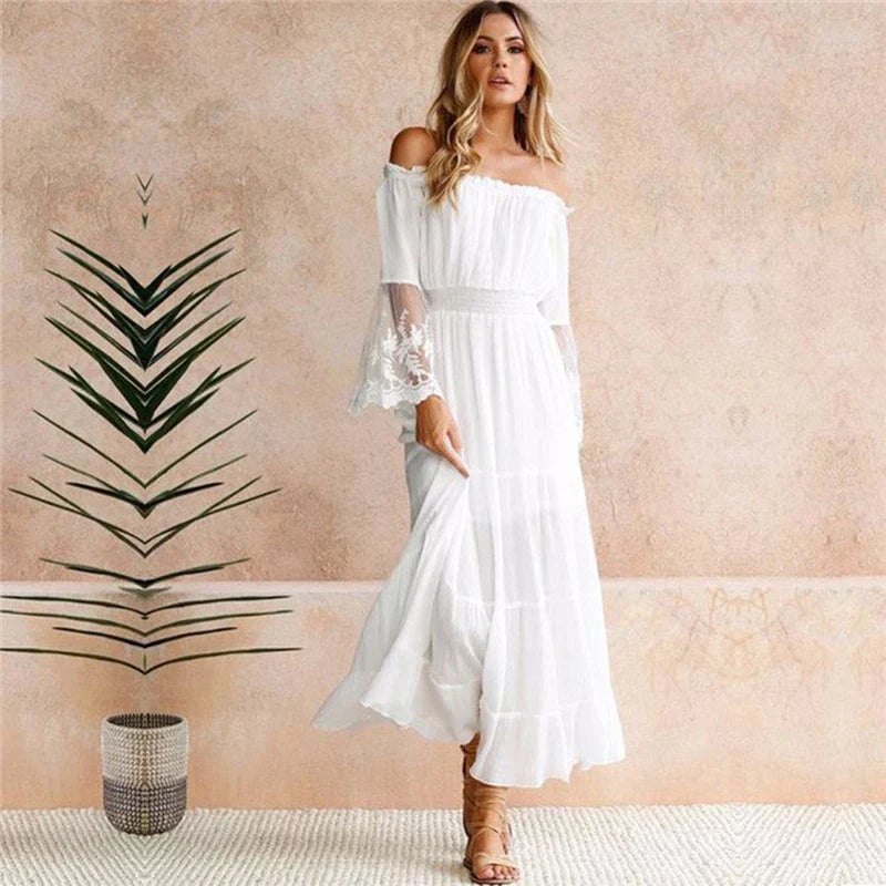 Weiches Kleid aus bestickter Spitze für besondere Anlässe