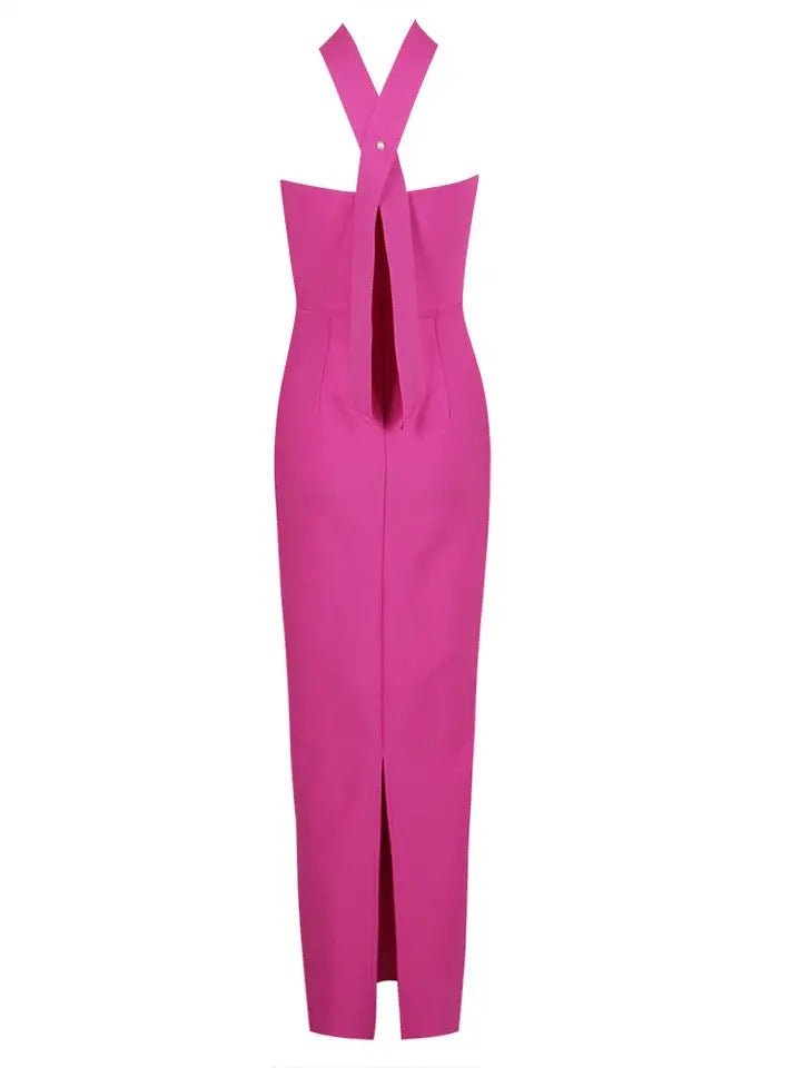 Elegantes Johanna – Trägerloses Maxi-Bandagekleid mit Cut-Outs