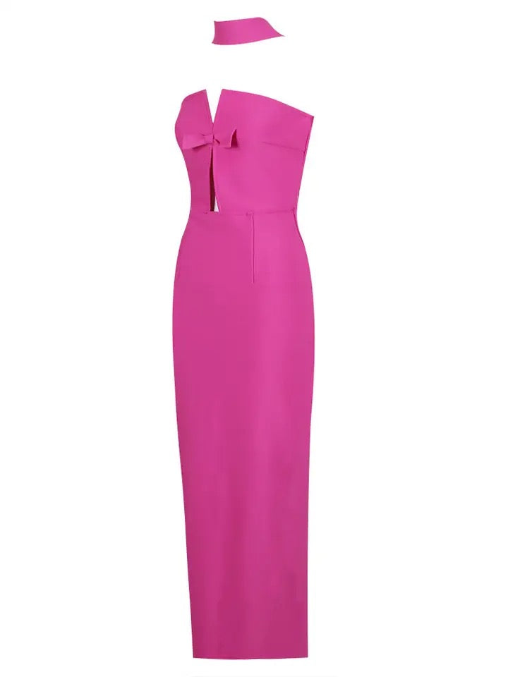 Elegantes Johanna – Trägerloses Maxi-Bandagekleid mit Cut-Outs