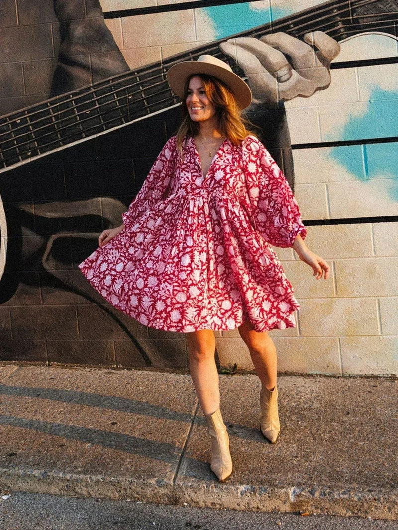 Bezauberndes Bohemian Mini Kleid für jeden Anlass