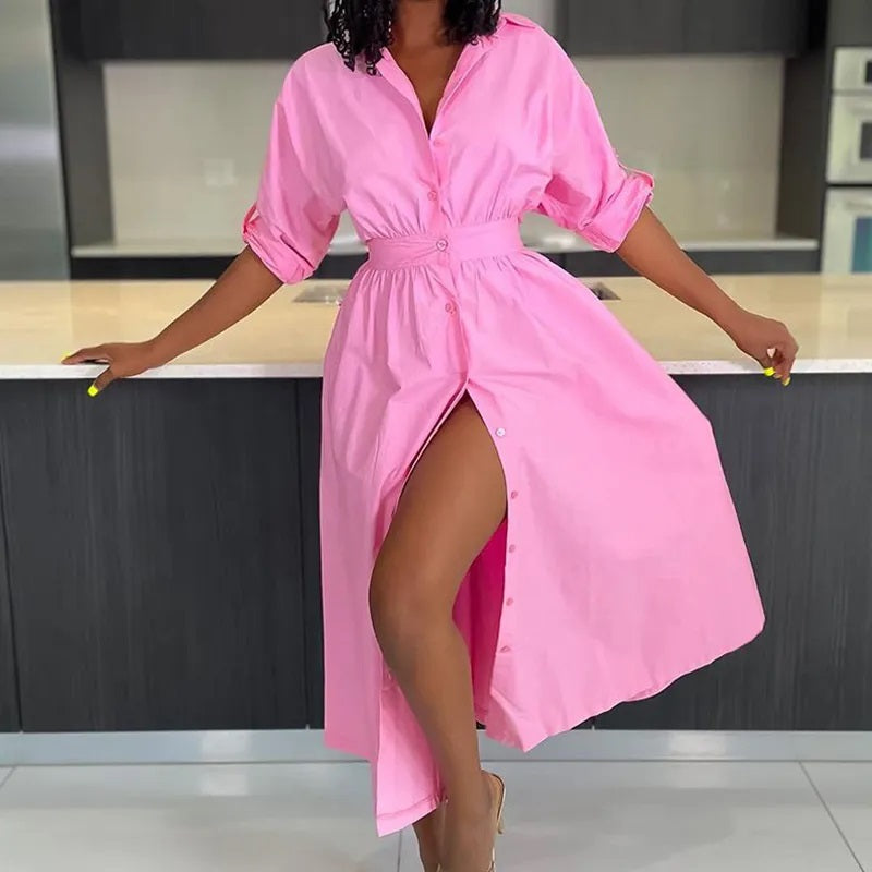 Elegantes Leichtes Kleid mit Schlitz für dich zum Tragen